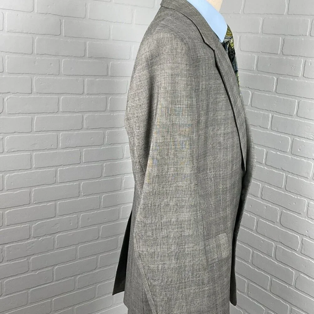Sterling & Hunt Kuppenheimer Blazer Men 44 Black White Plaid Premier‎ Ed USA VTG